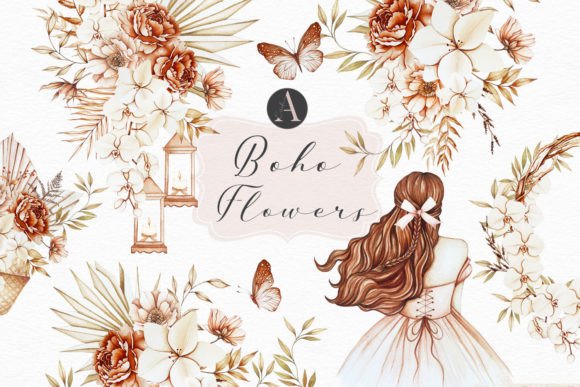 Download Watercolor Flowers Boho Clipart - Premium Resources