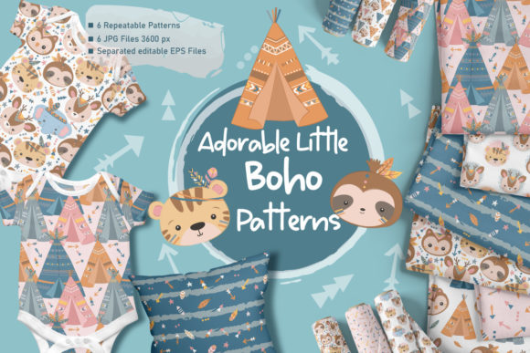 Download Adorable Little Boho Digital Paper Set - Digital paper Collection