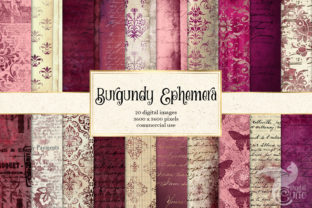 Download Burgundy Ephemera Digital Paper - Digital paper Collection