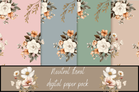 Download Neutral Tones Floral Digital Paper Pack - Digital paper Collection