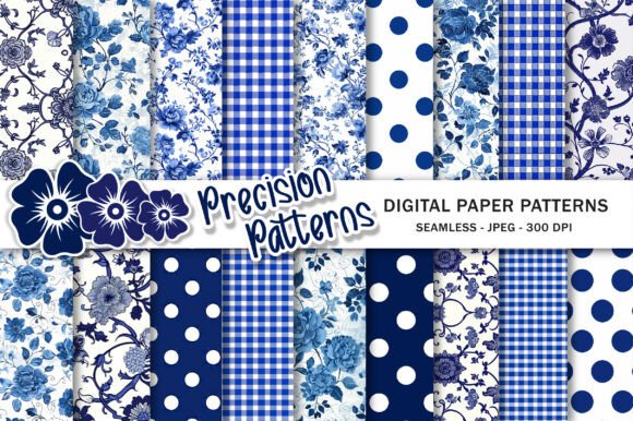 Download Blue Toile Digital Paper Pack, Vintage - Premium Resources