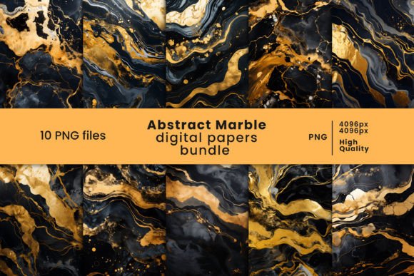 Download Golden Black Marble Digital Papers Set - Digital paper Collection