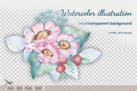 Download Watercolor Floral Illustrations Rosehip - Premium Resources