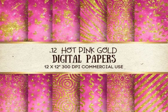Download Hot Pink Gold Digital Paper Texture Pack - Digital paper Collection