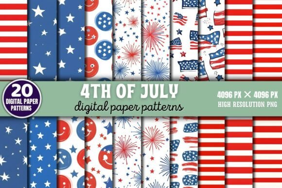 Download 4th of July Pattern Digital Paper Backg - Digital paper Collection
