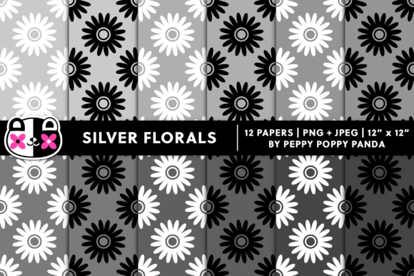 Download Silver Seamless Flowers Digital Paper - Digital paper Collection