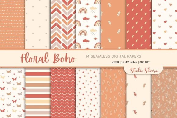 Download Floral Boho Digital Paper Pack - Digital paper Collection