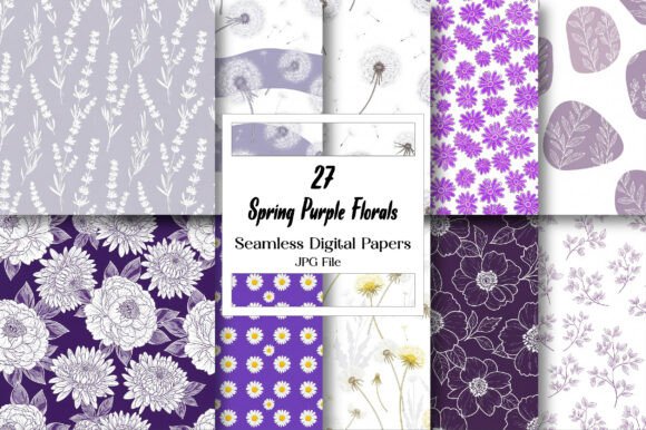 Download Spring Purple Florals Digital Paper - Digital paper Collection