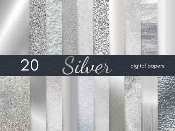 Download Silver Digital Papers. Metallic Textures - Digital paper Collection