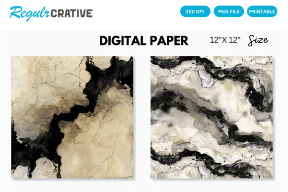 Download Ivory &amp; Black Alcohol Ink Digital Paper - Digital paper Collection